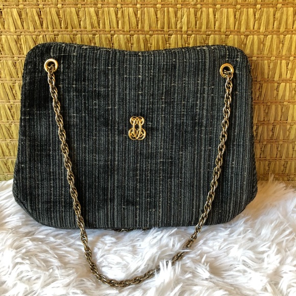 MM Morris Moskowitz Handbags - Vtg MM Morris Moskowitz Gray black gold handbag